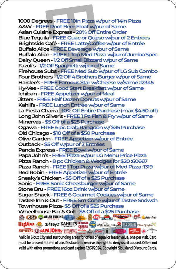 Yearly - Siouxland Discount Card - HomeHelp for Heroes - Image 3